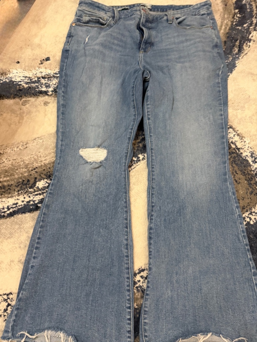 Ava & Viv High Rise Flare Jeans Size 18 Distressed Raw Hem